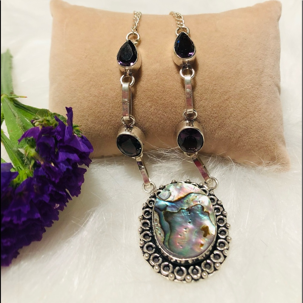 Abalone and Amethyst Necklace